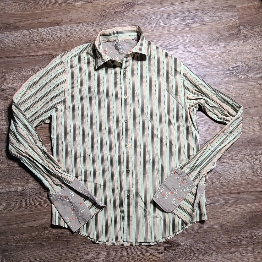 TED BAKER‎ Jean Multicolor Striped 100% COTTON DRESS SHIRT Sz 5